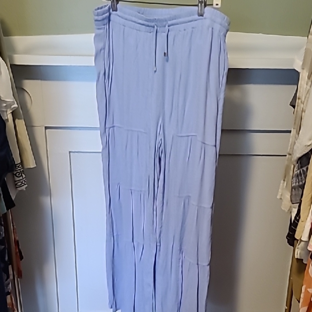 Elegant Light Blue Wide Leg Pants